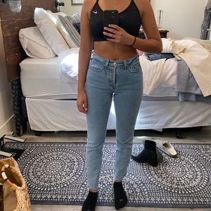 Wedgie High Waist Raw Hem Straight Leg Jeans
LEVIS